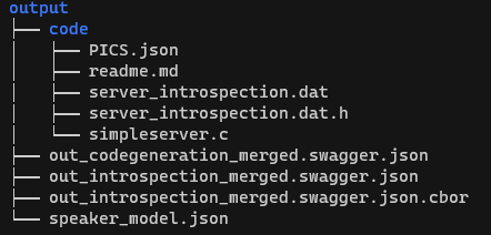 Example `output` directory after invoking the `ocfadmin/devicebuilder` image.